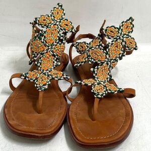 TORY BURCH PALISADE COLORFUL SUMMER GLADIATOR WOVEN SANDALS SZ 9.5